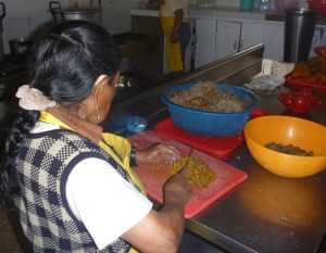 chopping food for over 100 people