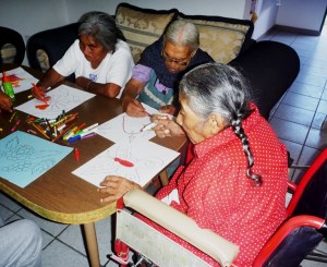 Coloring - no small feat for people who never held a pencil in their hand!